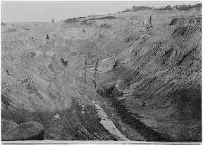  Historic view of Plymouth Open Pit Mine, Gogebic Range's only open pit, active from 1913 to 1952.